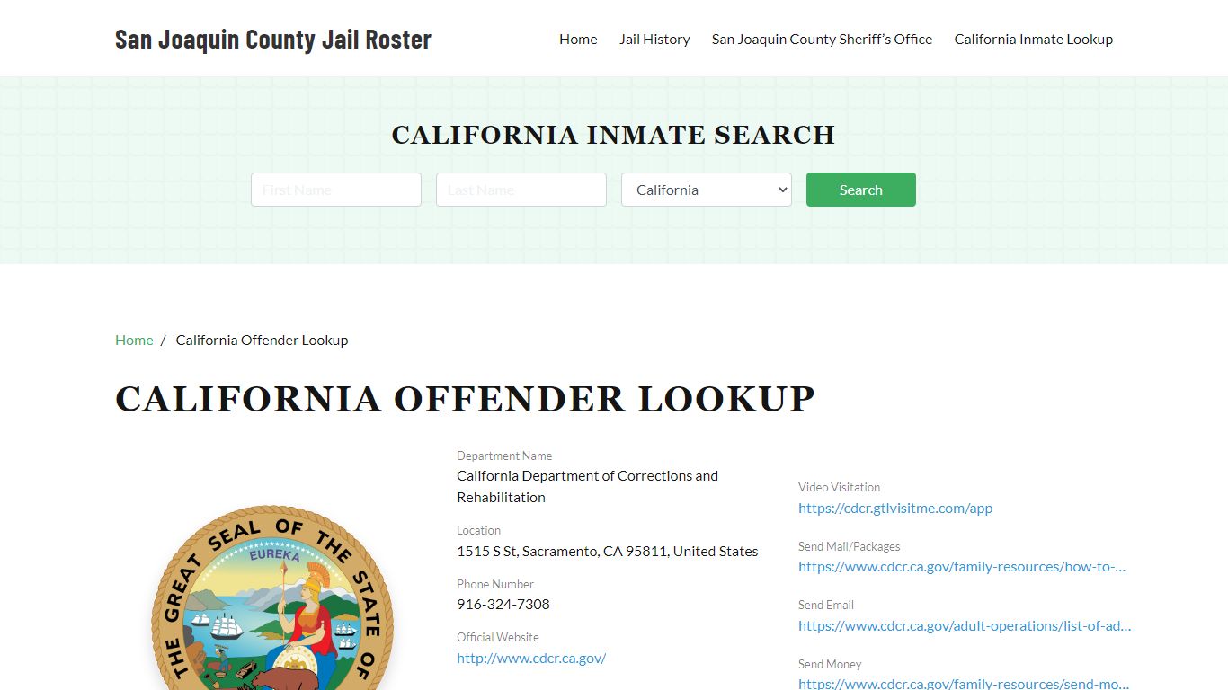 California Inmate Search, Jail Rosters