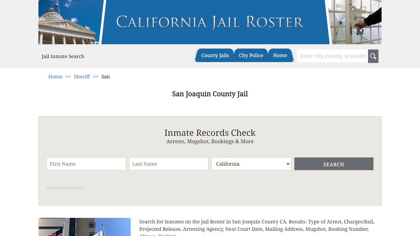 San Joaquin County Jail | Jail Roster Search